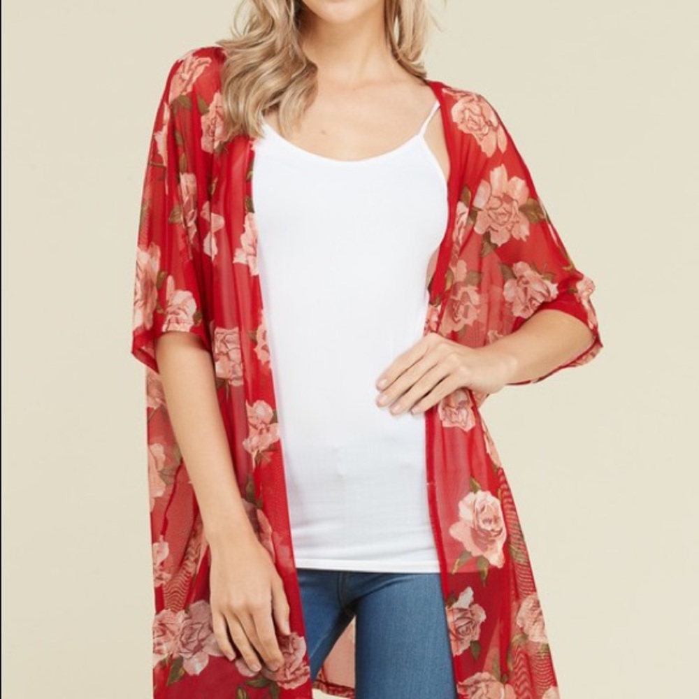 New Red Floral Kimono